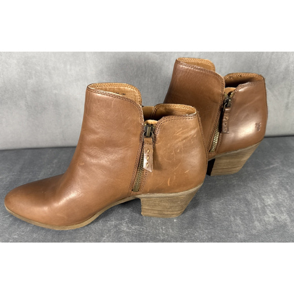 Frye Judith Double Zip Women's Wheat Brown‎ Leather Ankle Bootie 2.5 Heel 10M - Picture 8 of 16